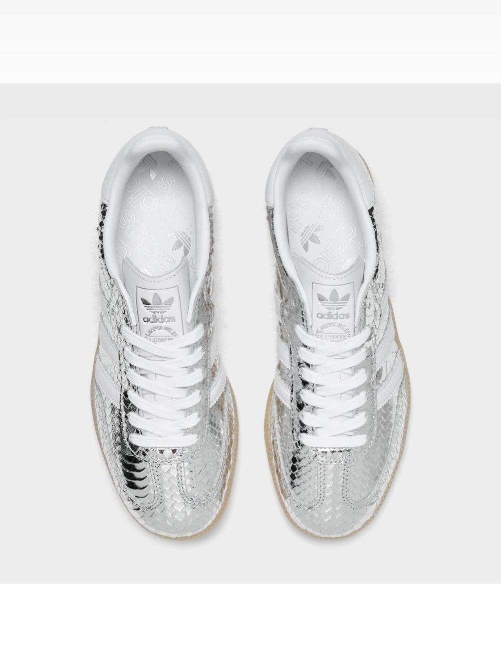 adidas Metallic Silver Samba-Style Low Top Sneakers